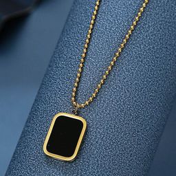 MYKI Gold-Plated Stone-Studded Rectangle Pendant With Chain-picture-30