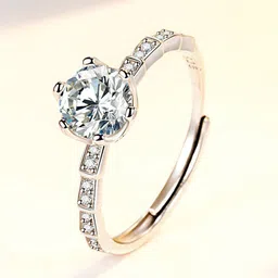 MYKI Silver-Plated CZ-Studded Adjustable Finger Ring-picture-31