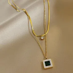 MYKI Gold-Plated CZ Studded Pendant With Chain image 2
