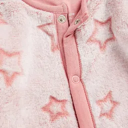 mothercare Infant Girl Fleece Star Printed Sleepsuit image 3