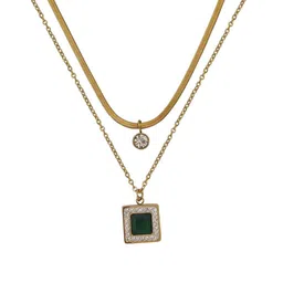 MYKI Gold-Plated CZ Studded Pendant With Chain image 4