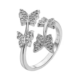 MYKI Silver-Plated CZ-Studded Butterfly Adjustable Finger Ring image 4
