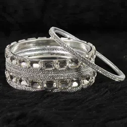 NMII Set Of 12 American Diamond Stones Studded Bangles image 2