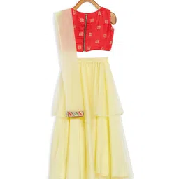 Ethnovog Girls Red  Yellow Made to Measure Lehenga  Blouse With Dupatta image 5