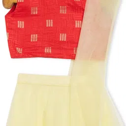 Ethnovog Girls Red  Yellow Made to Measure Lehenga  Blouse With Dupatta image 2