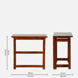 woodsworth from pepperfry Bern Sheesham Wood Foldable Study Table in Scratch Resistant Honey Oak Finish image 2