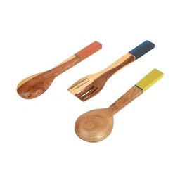aakriti art creations Handcrafted Natural Brown Mango Wood (Set of 3) Ladles image 4