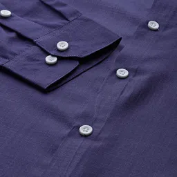 SOJANYA Men Navy Blue Classic Regular Fit Cotton Formal Shirt image 3
