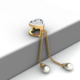 KUBERBOX Heart of Pearl Charm 18KT Gold Diamond Studded Pendant-0.8g-picture-12