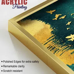 vibecrafts Golden Birds Group Flying Acrylicframed Art Panel (Set Of 2) image 4