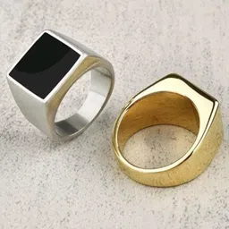 neerajyoti Brass, Stainless Steel Onyx Ring Set image 3
