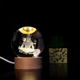 crecklos 3D Lord god Mahadev Bholenath Crystal Ball Night Table Lamp image 3