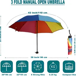 sfab 3 Fold Digital Printed Rain Sun & UV Rays Protective Manual Open Umbrella image 5