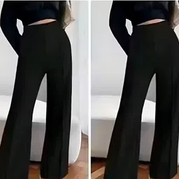 dervishi Women Regular Fit Black Cotton Blend Trousers-picture-21