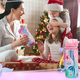 Kidology Pink & Blue Single Plastic Printed Decorative Water Bottle image 3