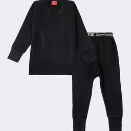 Lux Cottswool Boys Black Solid Cotton Thermal Set-picture-56