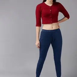 Lux Cottswool Women Maroon & Blue Solid Thermal Set-image-41