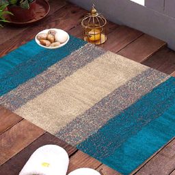 Kuber Industries Set Of 2 Blue & Beige Cotton Anti Slip Door Mat-picture-39