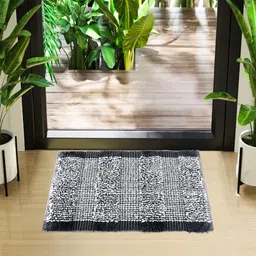 Kuber Industries Grey White Cut Loop Microfiber Doormat-image-97