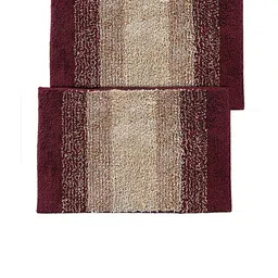 Kuber Industries Set Of 2 Maroon & Beige Cotton Anti Slip Door Mat image 3