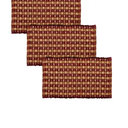 Kuber Industries Set Of 3 Maroon Striped Anti-Skid Cotton Doormats image 3