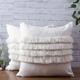 eyda White Viscose Textured 20x20 inches Cushion Covers (Pack of 2)-picture-11