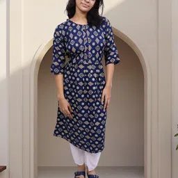 pickcell Women Printed Cotton Blend Ethnic Dress image 5