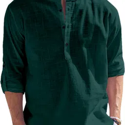 folgen Men Solid Cotton Blend Straight Kurta-picture-15