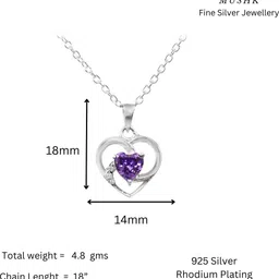 mushk HEART Rhodium Cubic Zirconia Sterling Silver Pendant image 5