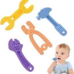 funblast Teether for Babies - Pack of 4 Silicone Teether for 3+ Month Baby & Toddlers, Te Teether-picture-31