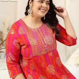 mirchi fashion Women Embroidered, Printed Pure Cotton, Viscose Rayon Anarkali Kurta image 2