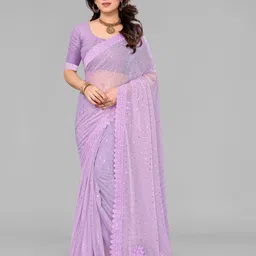 houseofcommon Embellished Bollywood Lycra Blend Saree-picture-10