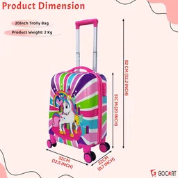 gocart Small Cabin Suitcase (20 inch) 4 Wheels - Lightweight Kids Rolling Suitcase With Carry On Hard Shell Travel Trolley Bag - Multicolor image 2