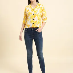 metronaut Women Boxy Fit Printed Lapel Collar Casual Shirt image 5