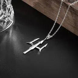 kazare trishul chain silver pendant | lockets for men | trishul locket | men pendant Rhodium Alloy Pendant image 4