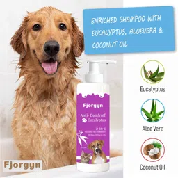 fjorgyn Anti-Dandruff Mint + Anti-Tick & Flea Neem Shampoo With Bath Brush For Pets Flea and Tick, Anti-dandruff, Allergy Relief, Anti-fungal, Anti-itching, Hypoallergenic Neem, Eucalyptus Mint Dog Shampoo image 2