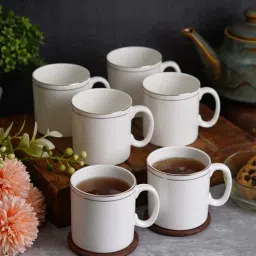 cdi 180 Ml White Bone China With Golden Line Pipe (Set of 6) Tea Cup-picture-32