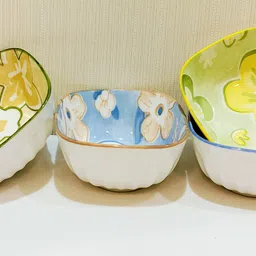 lemon tree Ceramic Serving Bowl Small Square Ramken/Nuts/Dessert Serving 4 Pcs Bowl Set for Kitchen, Dining image 1