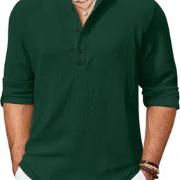 hemadhav Men Solid Cotton Blend Straight Kurta image 1