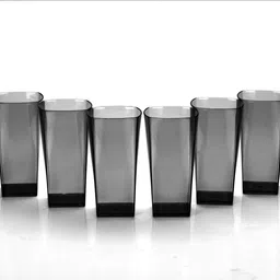 enlink (Pack of 8) Square glass black 8pc Glass Set Water/Juice Glass image 2