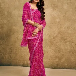 samah Printed, Embroidered, Embellished Bollywood Georgette, Chiffon Saree image 4