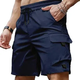 mgc maanu Self Design Men Dark Blue Sports Shorts-picture-18