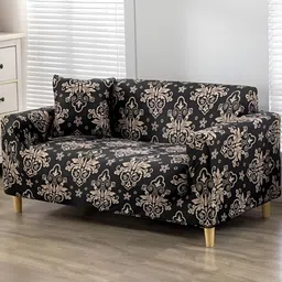 TONY STARK Black & Beige Ethnic Motifs Printed 3 Seater Cover With Arms-image-89
