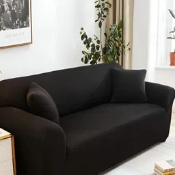 Lukzer Black 3 Seater Sofa Cover With Arms image 2