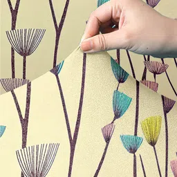 Aura Cream & Blue Printed 2 Seater Sofa Cover With Arms image 2