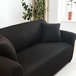Lukzer Black 3 Seater Sofa Cover With Arms image 4