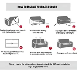 Stuff N' Fluff Grey & White 3 Pieces Printed 5 Seater Sofa Cover With Arms image 4