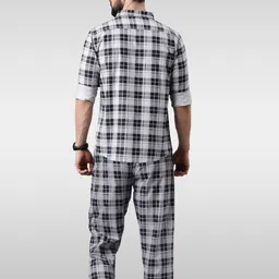 broon Men Shirt & Pyjama set Grey Printed image 2