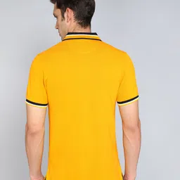 u.s. polo assn. Men Solid Polo Neck Pure Cotton Yellow T-Shirt image 4