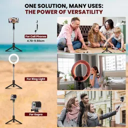 GUGGU Adjustable (Tripod) and (Selfie Stick) with Bluetooth Connectivity AW408 Tripod image 3